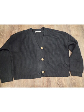 MODREF Black The Willow Cardigan Sweater Chunky Heavy Women's Medium